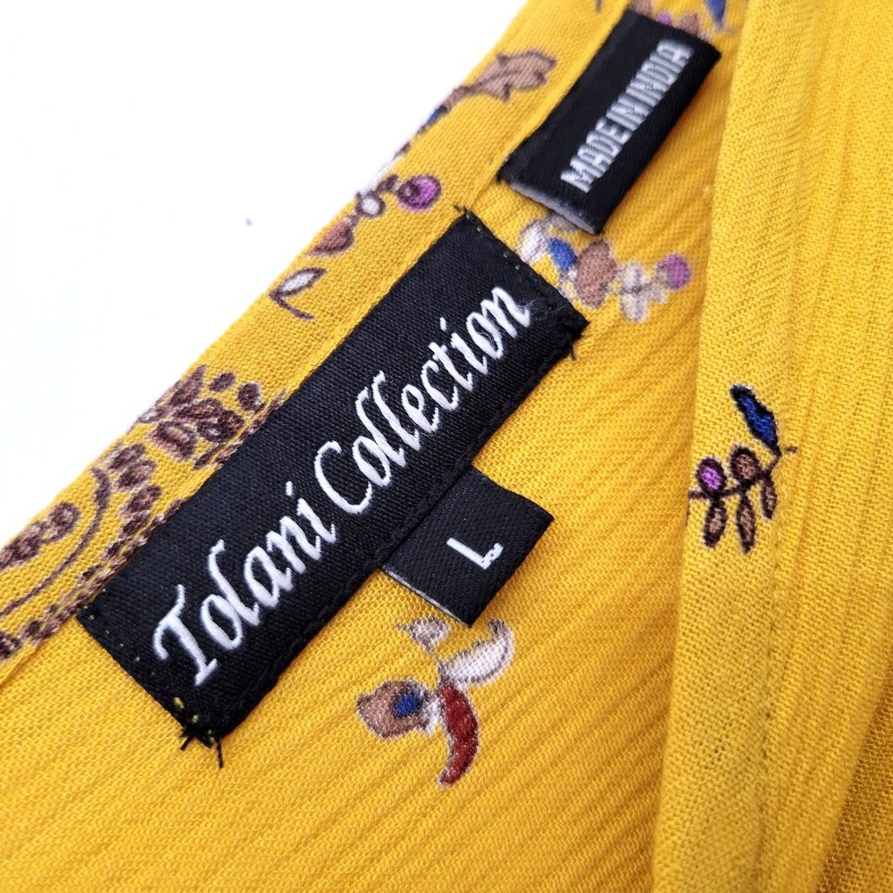Tolani Collection Mustard Floral Handkerchief Hem Dress - Picture 3 of 5